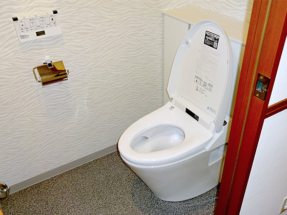トイレリフォーム 既設壁紙と調和するコンパクトなトイレ